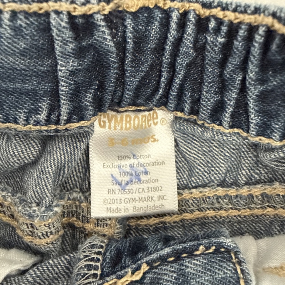 Gymboree Baby Girl Blue Jeans Size 3-6 Months 2013 Heart Pockets - Picture 4 of 5